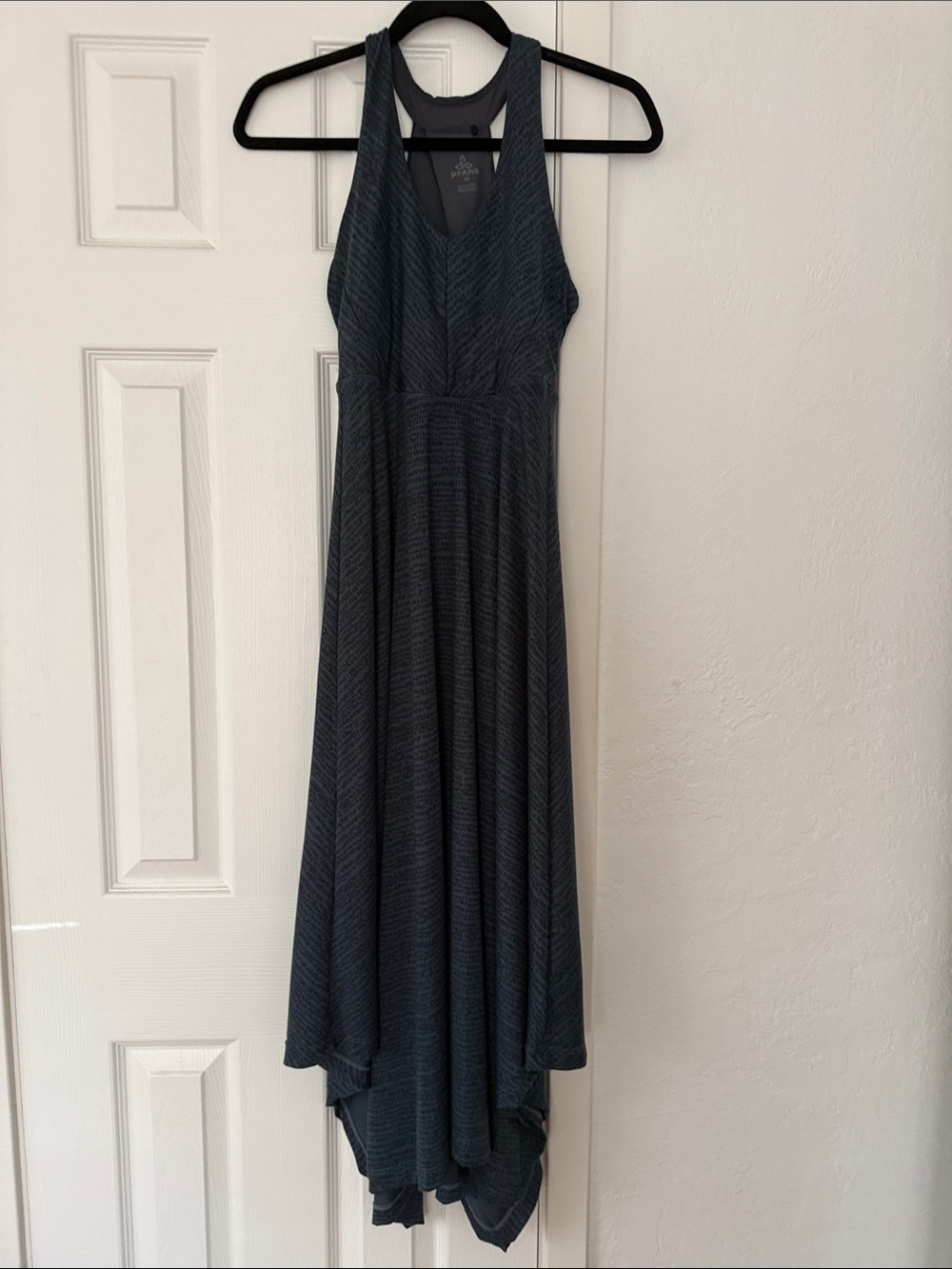 Prana Dark  Blue & Gray Patterned  High-Low Maxi Dress